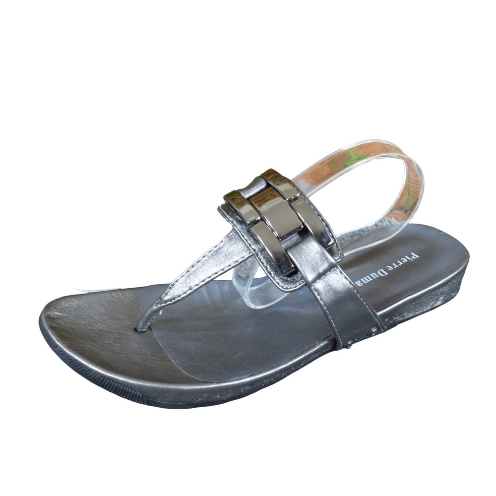 Pierre Dumas Ruth-9 Womens Thong Sandal Size 8M Dressy Metallic Pewter Sandals